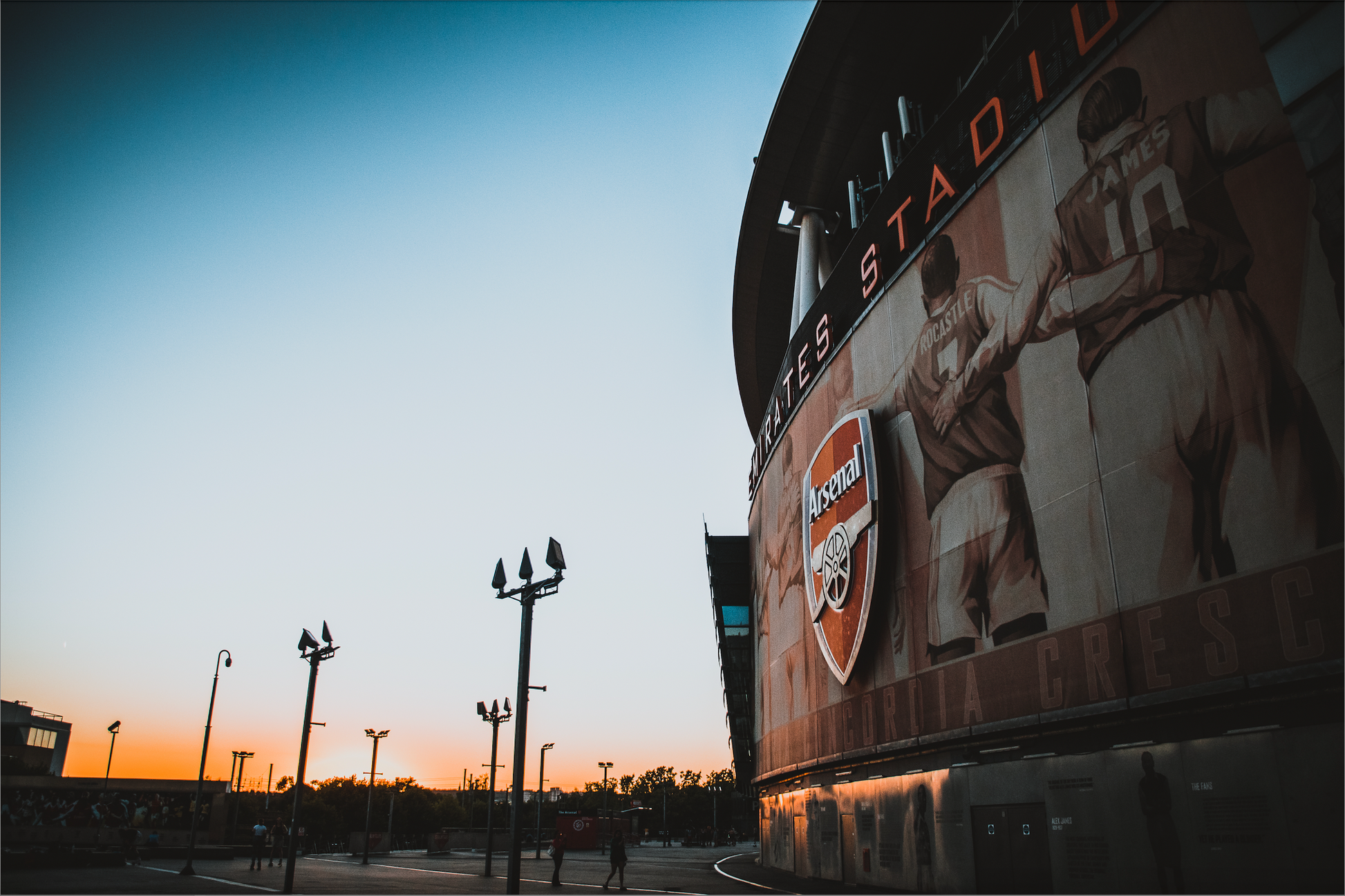 Photograph of Arsenal's Emirates Stadium in North London.
