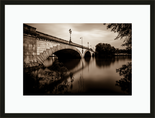 Framed and mounted photograph of Kew Bridge on the river Thames in South West London