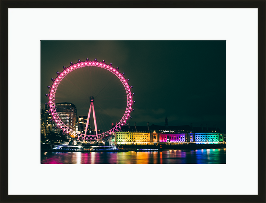 London Eye & County Hall At Night Framed London Photograph