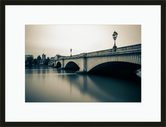Framed and mounted photograph of putney bridge on the river thames in south west london