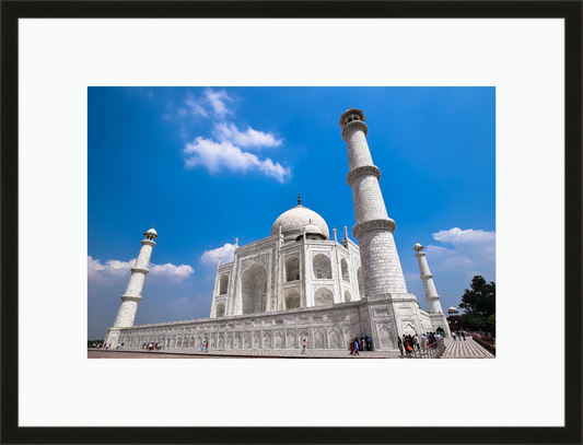 Framed and mounted colour photograph of the Taj Mahal in Agra