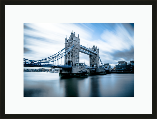 Framed and mounted photograph of Tower Bridge on the river Thames in central London